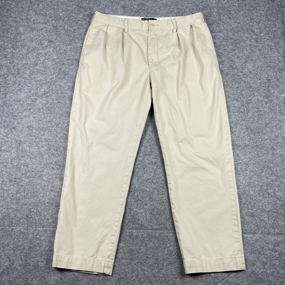 Polo Ralph Lauren Ethan Pant Mens 36/30 (Fits 34x27.5) Tan Chino Pleated Twill